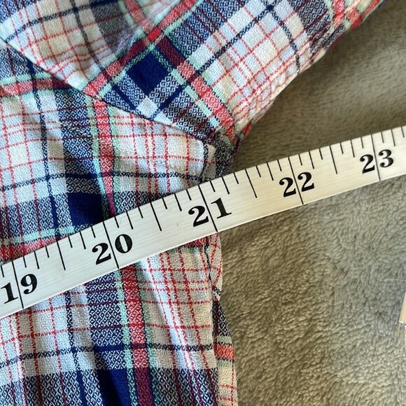 TAILORBYRD COLLECTION Plaid Floral Detail Button Front Long Sleeve Shirt Size MD - Picture 5 of 6